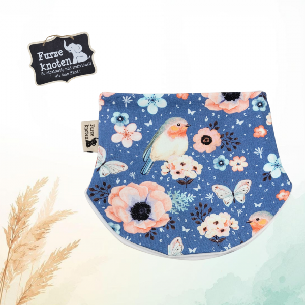 Halssocke Kopfumfang 39-43 cm "Rotkehlchen Floral Blau"